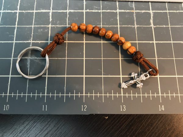 Olive Wood Rosary Keychain - Image 2