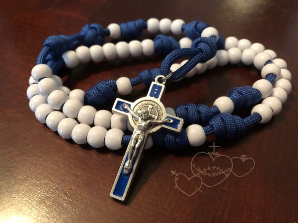 Blue and White Paracord Rosary