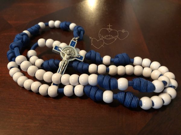 Blue and White Paracord Rosary - Image 4