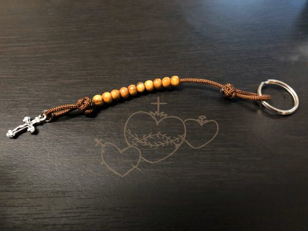 Olive Wood Rosary Keychain - Image 3