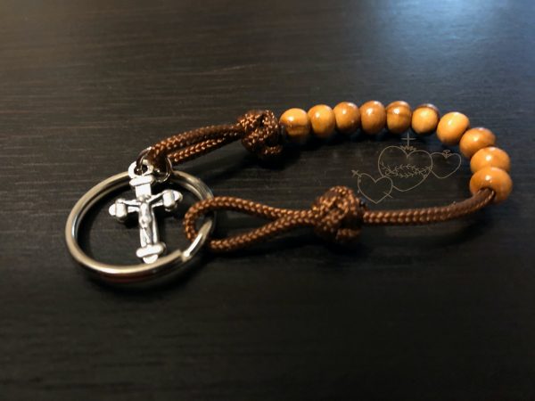 Olive Wood Rosary Keychain