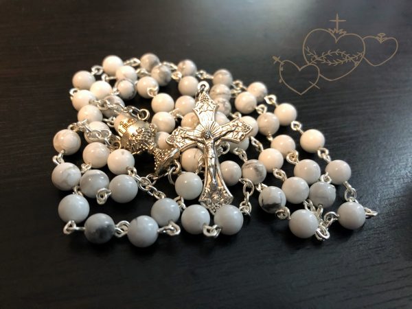 First Communion Rosary in White