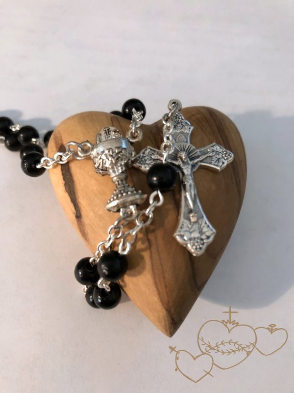 First Communion Rosary in Black