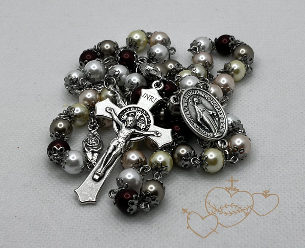 Pearl Rosary With Bead Caps