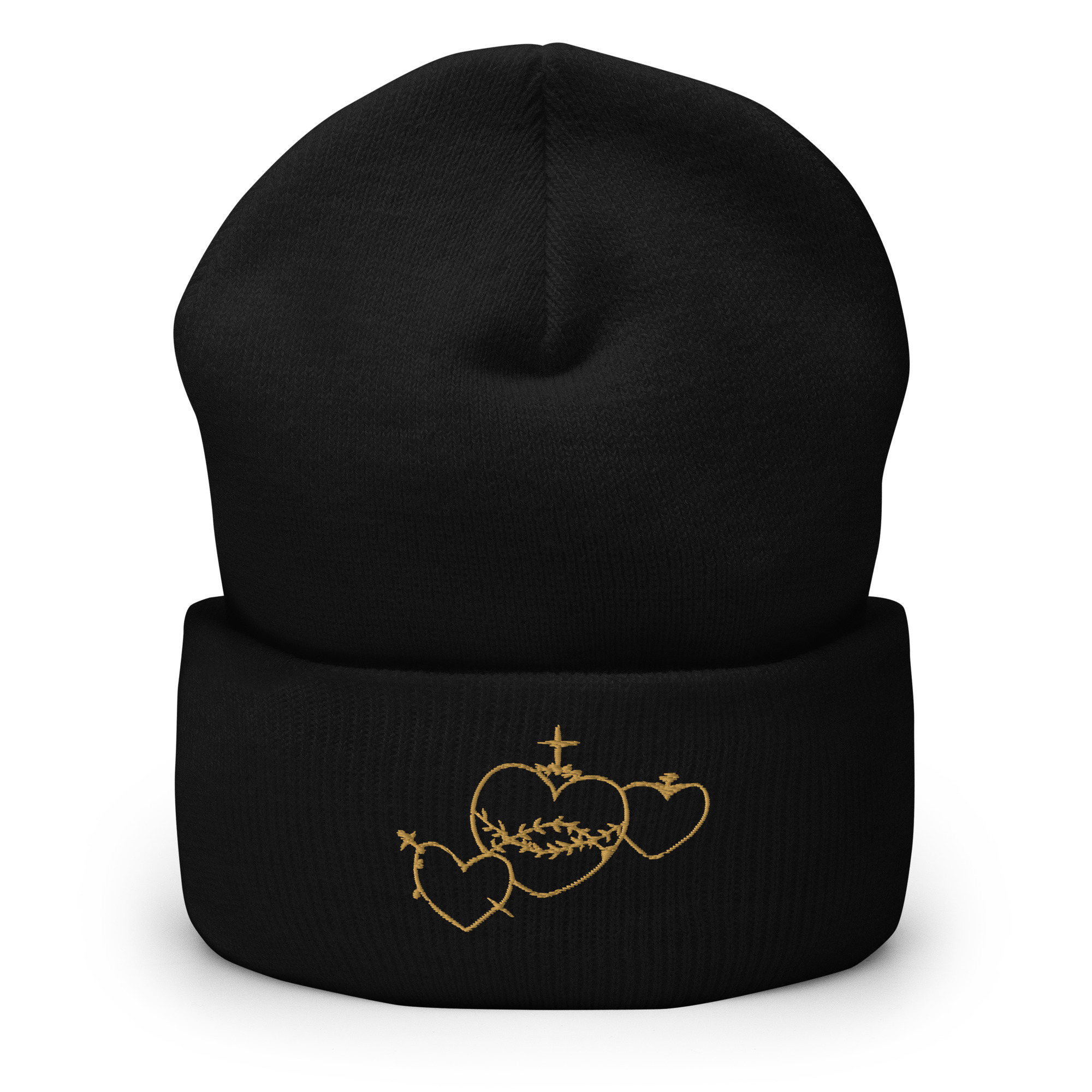 Hearts Rosary Cuffed Beanie