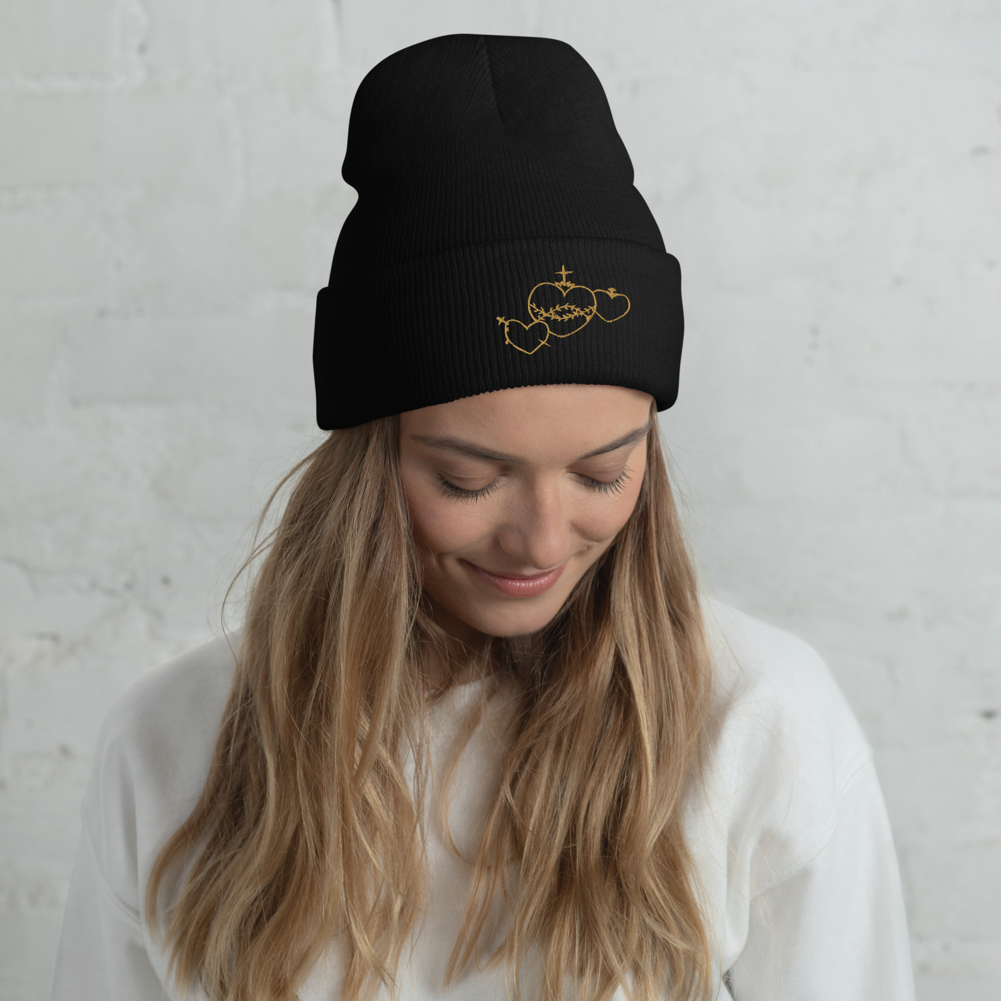 Hearts Rosary Cuffed Beanie - Image 2