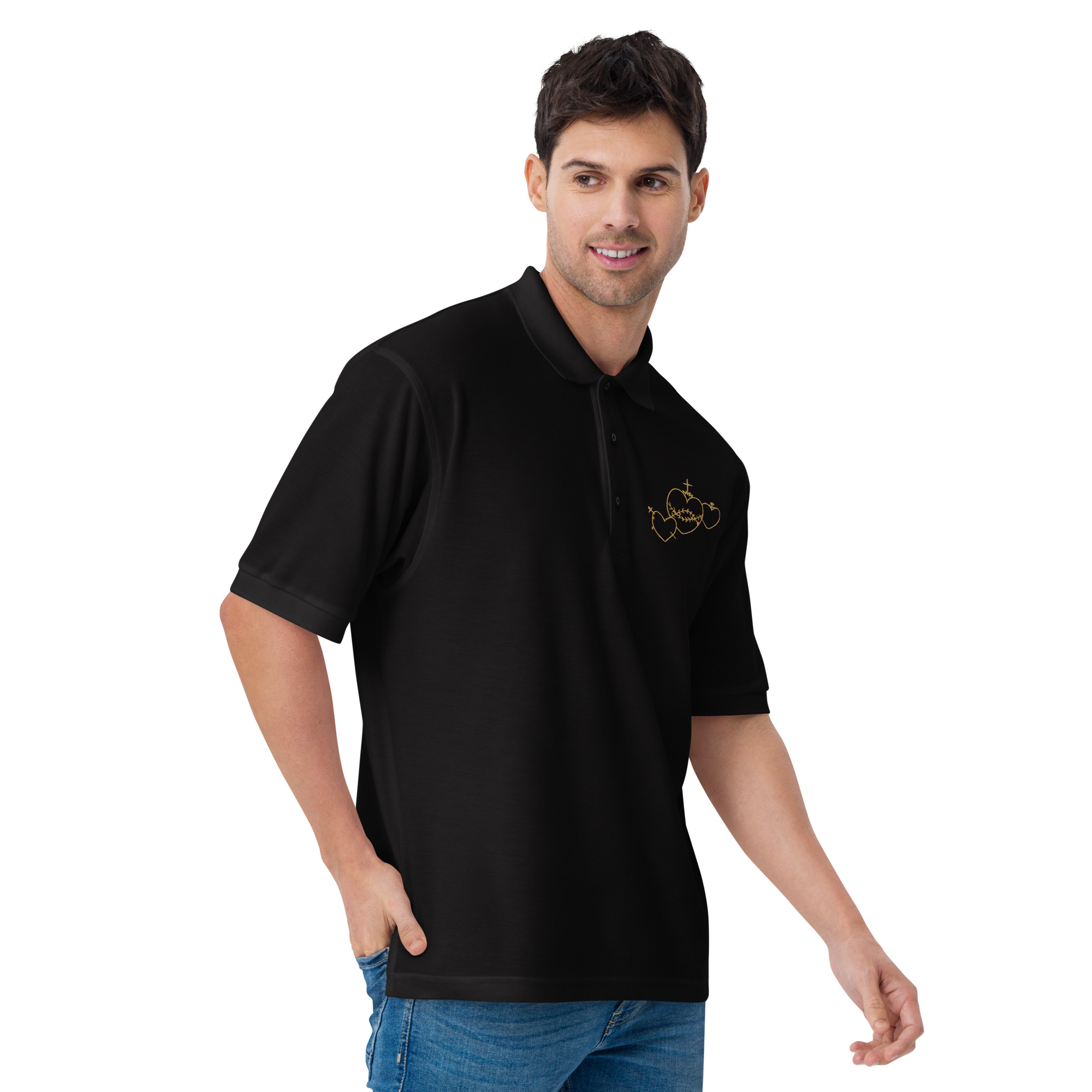 Hearts Rosary Men's Premium Polo - Image 3