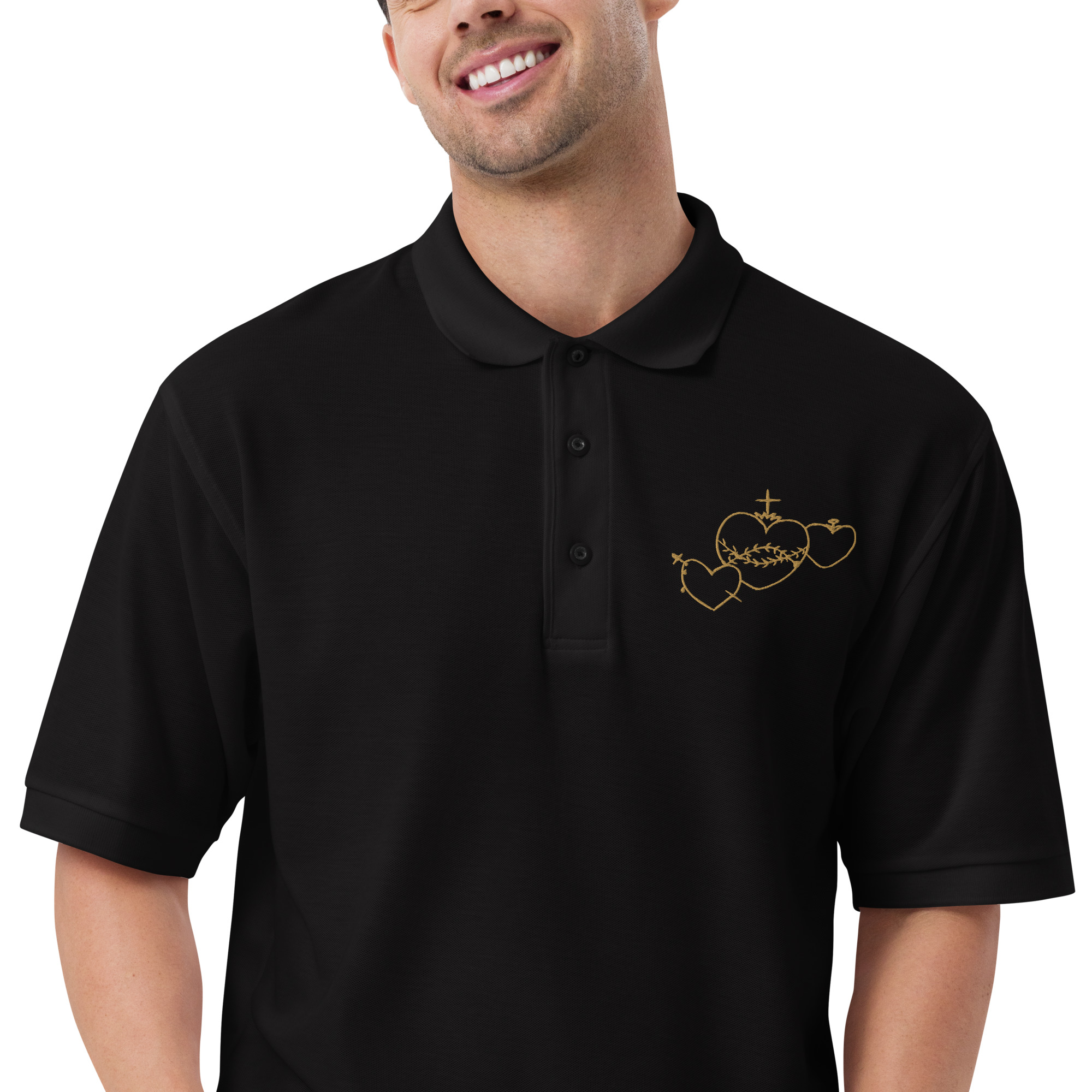 Hearts Rosary Men's Premium Polo - Image 2