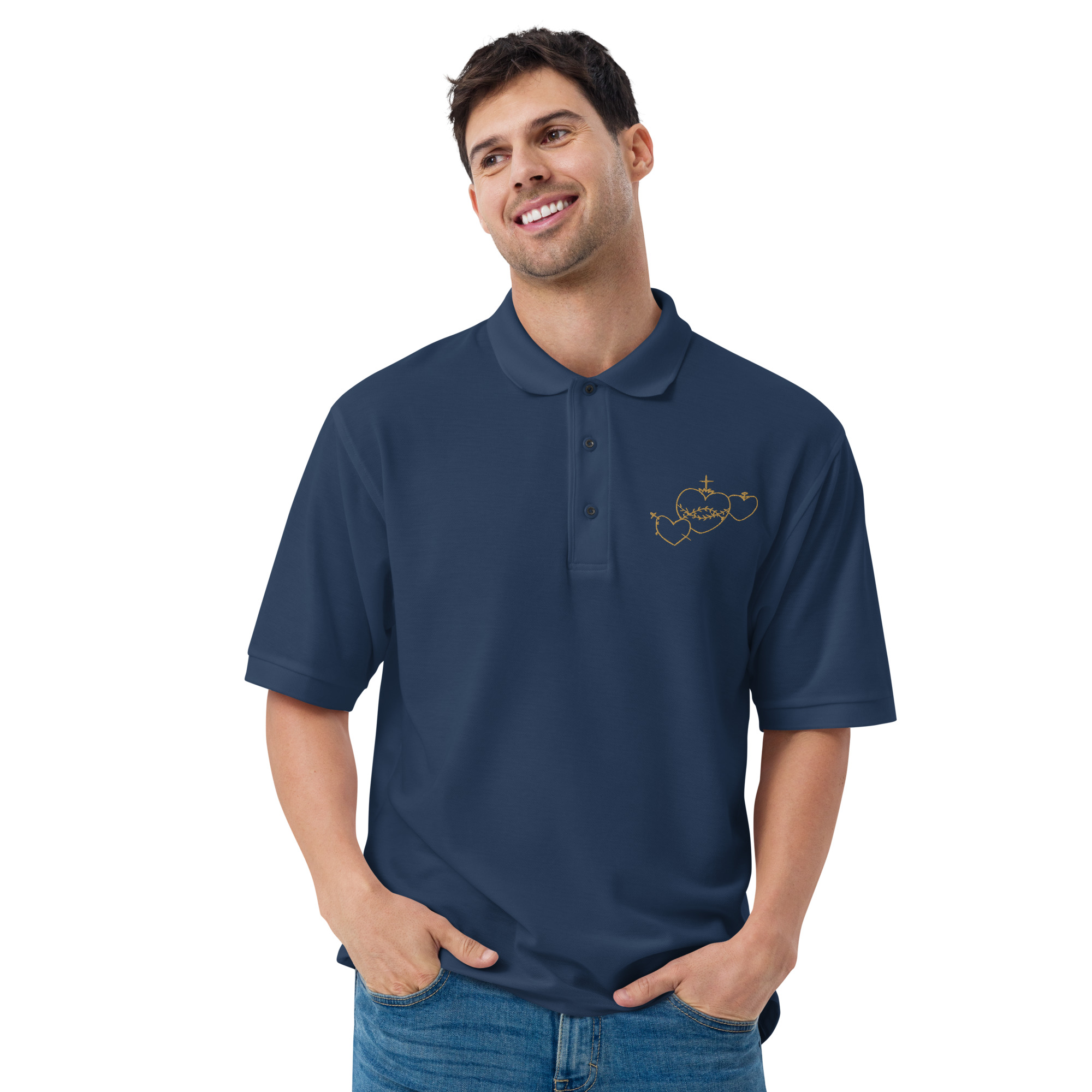 Hearts Rosary Men's Premium Polo