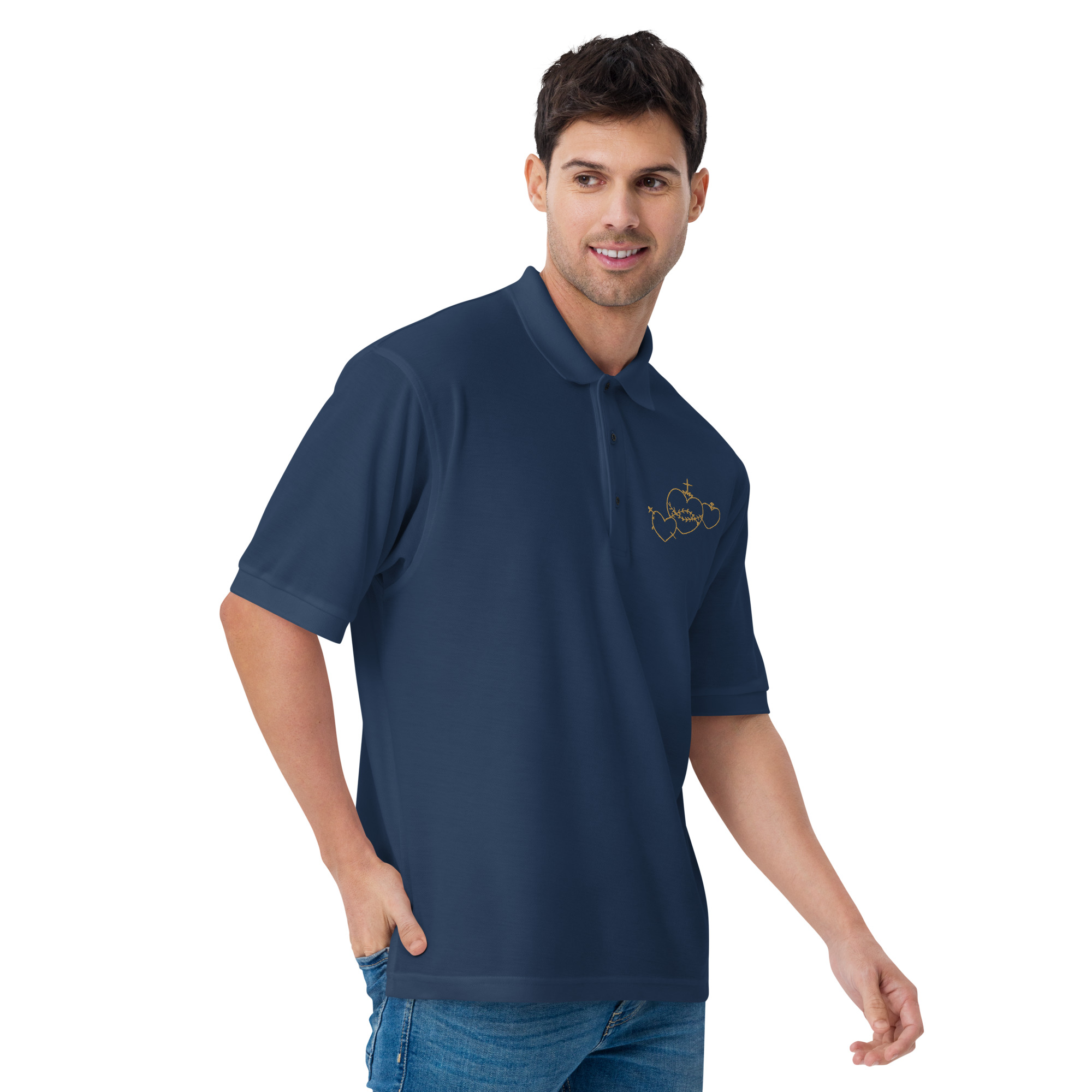 Hearts Rosary Men's Premium Polo - Image 11