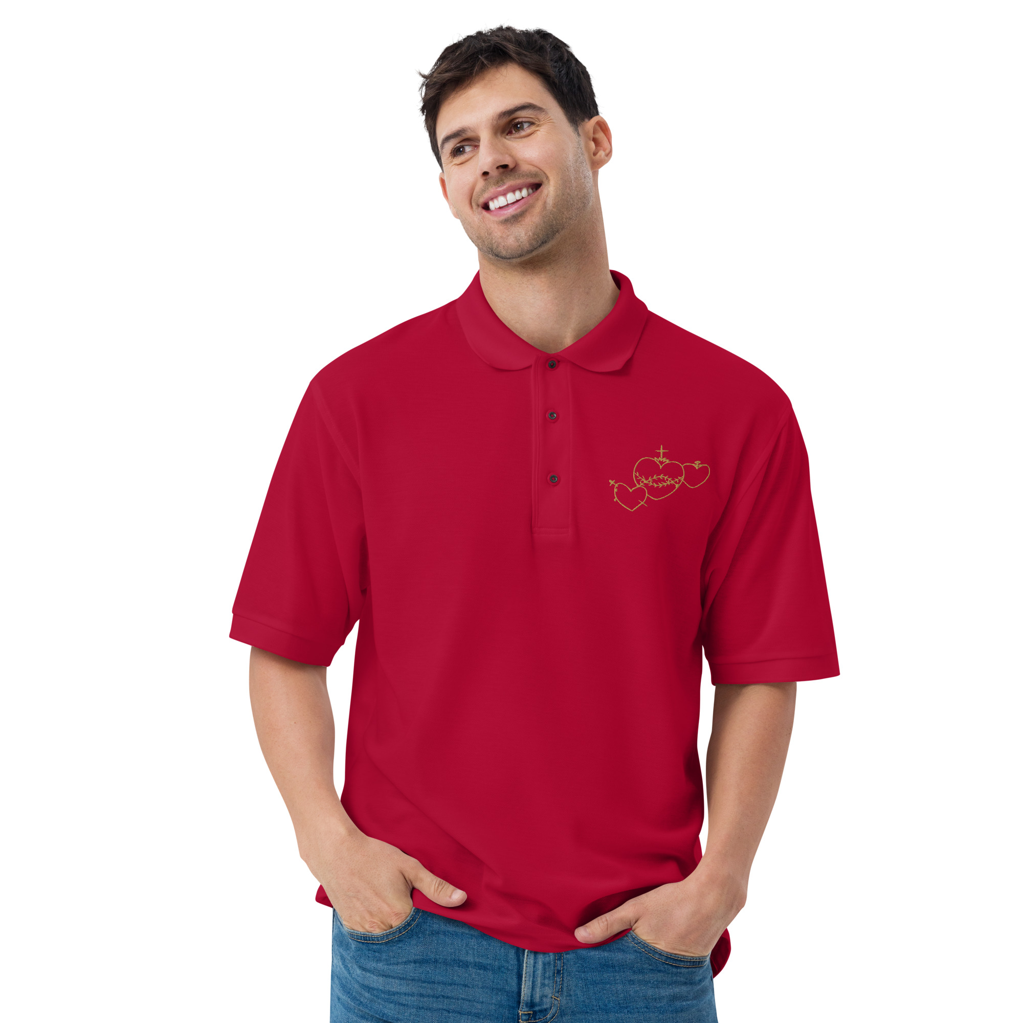 Hearts Rosary Men's Premium Polo - Image 5