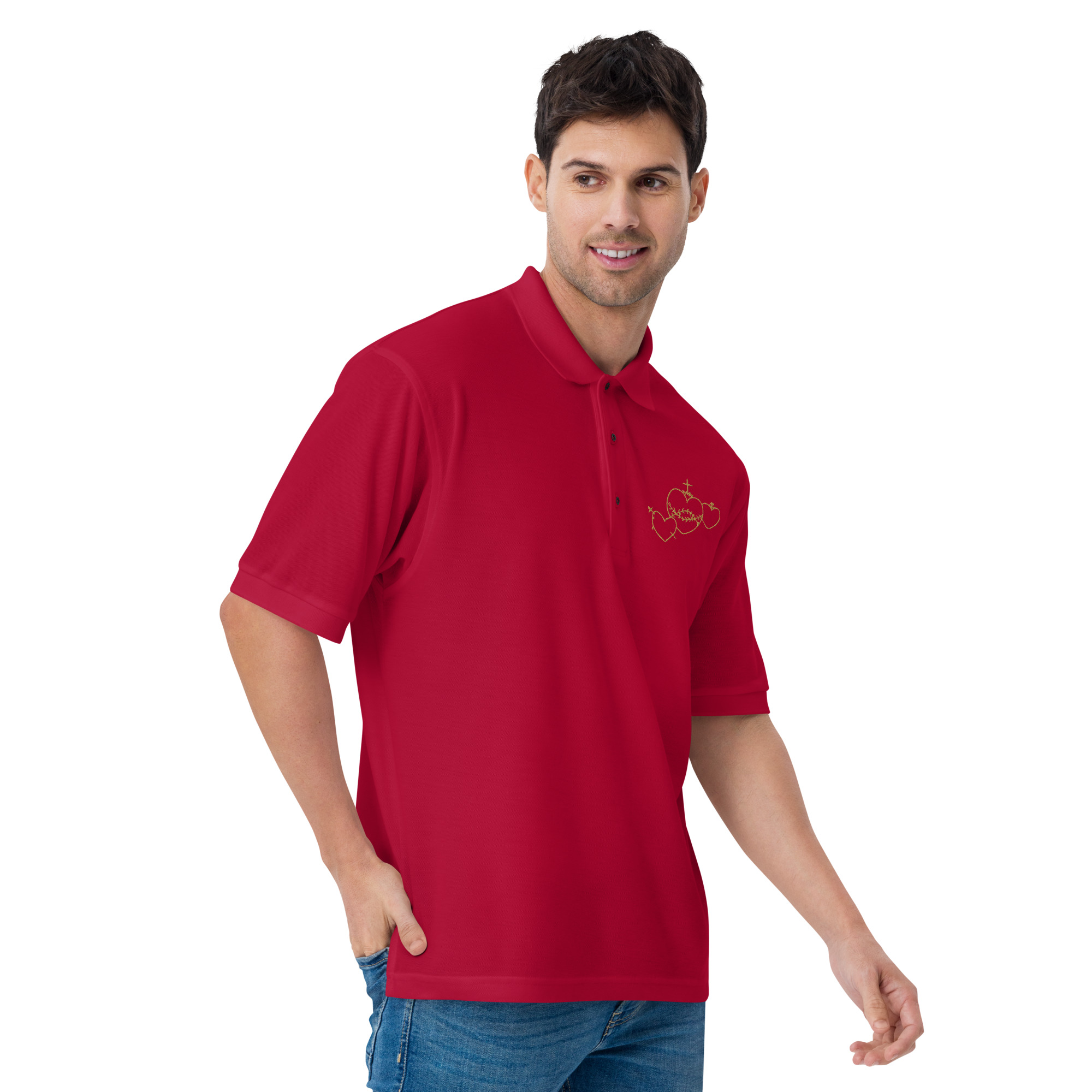 Hearts Rosary Men's Premium Polo - Image 7