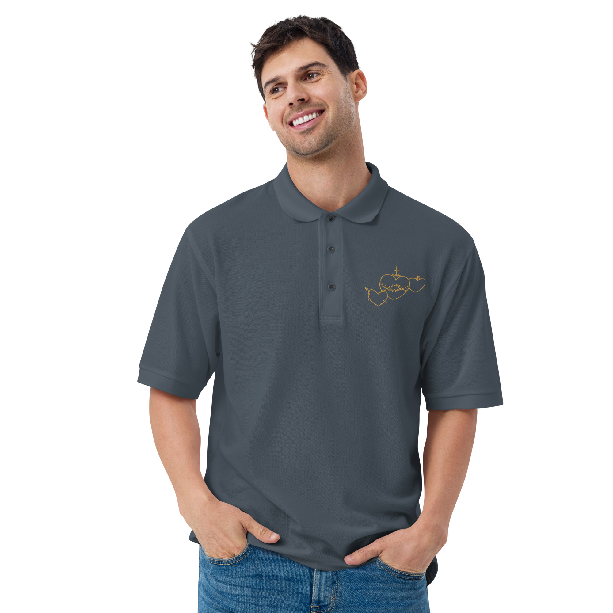 Hearts Rosary Men's Premium Polo - Image 13