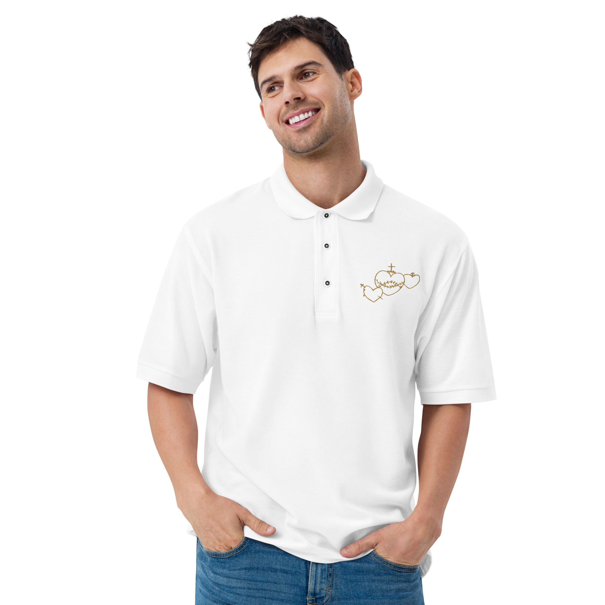 Hearts Rosary Men's Premium Polo - Image 21