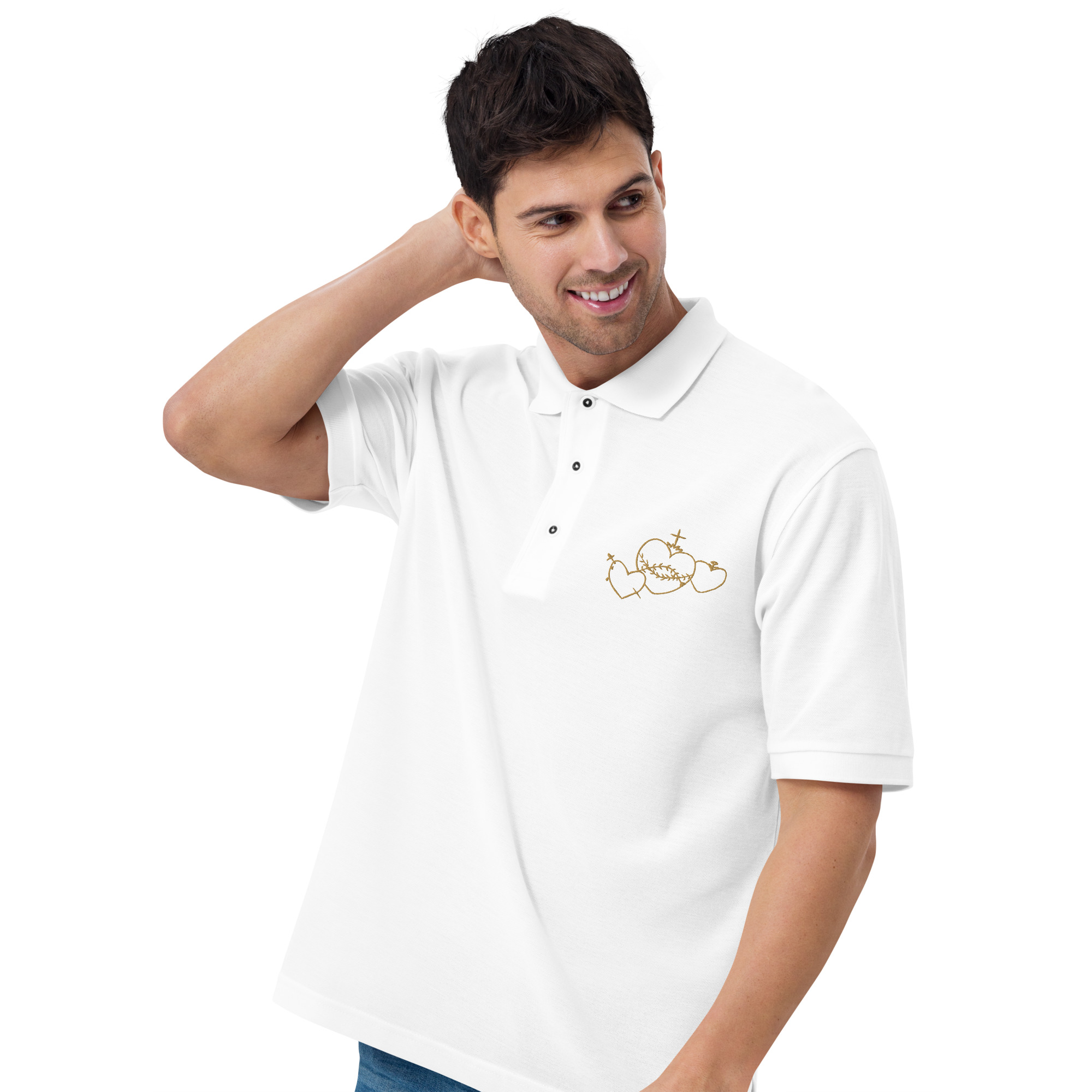 Hearts Rosary Men's Premium Polo - Image 24