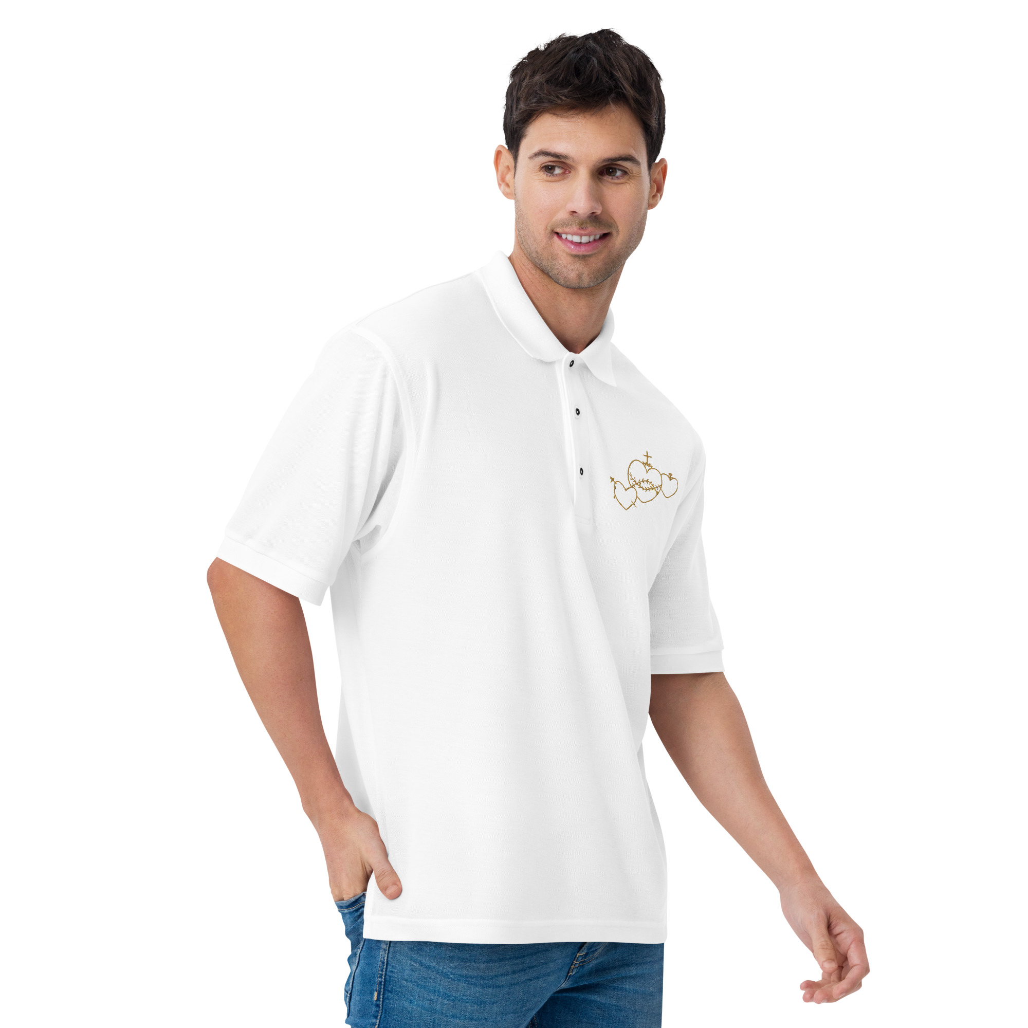 Hearts Rosary Men's Premium Polo - Image 23