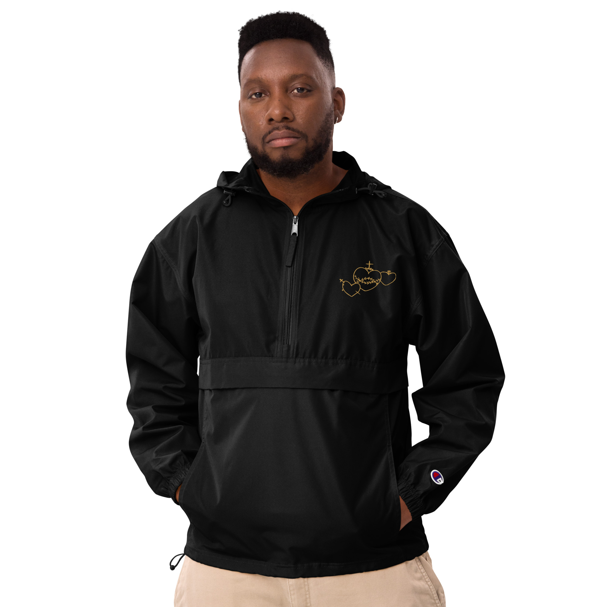 Hearts Rosary Embroidered Packable Jacket - Image 2