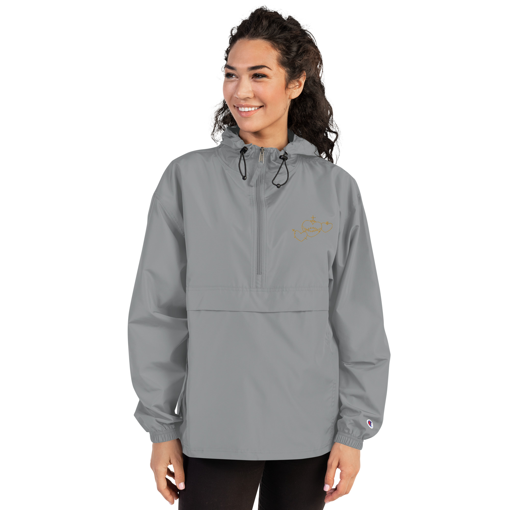 Hearts Rosary Embroidered Packable Jacket - Image 9