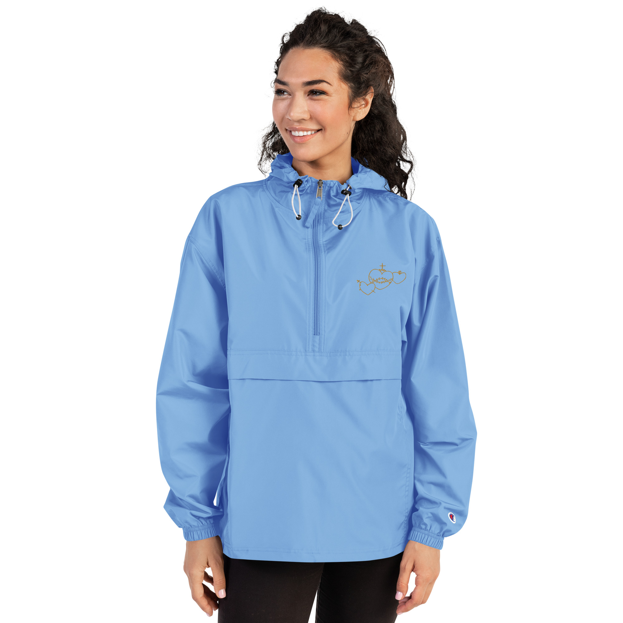 Hearts Rosary Embroidered Packable Jacket - Image 11