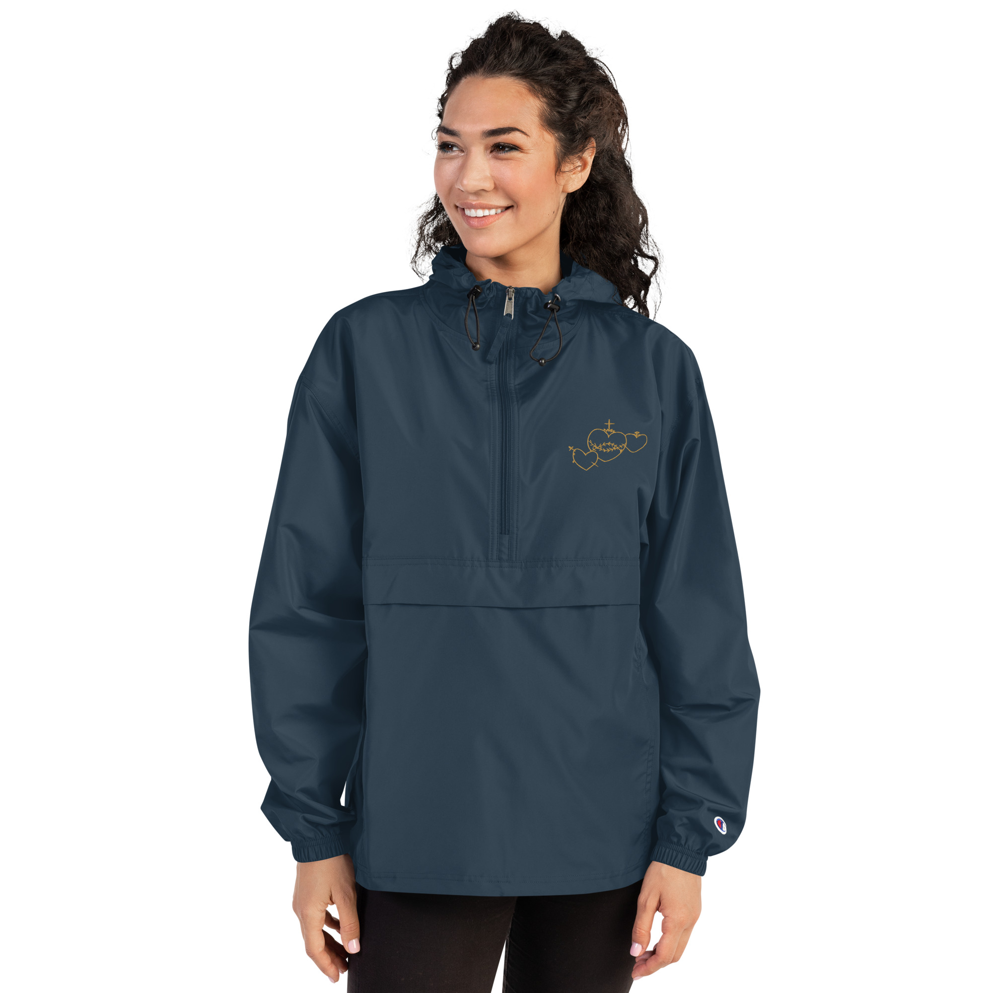 Hearts Rosary Embroidered Packable Jacket - Image 7