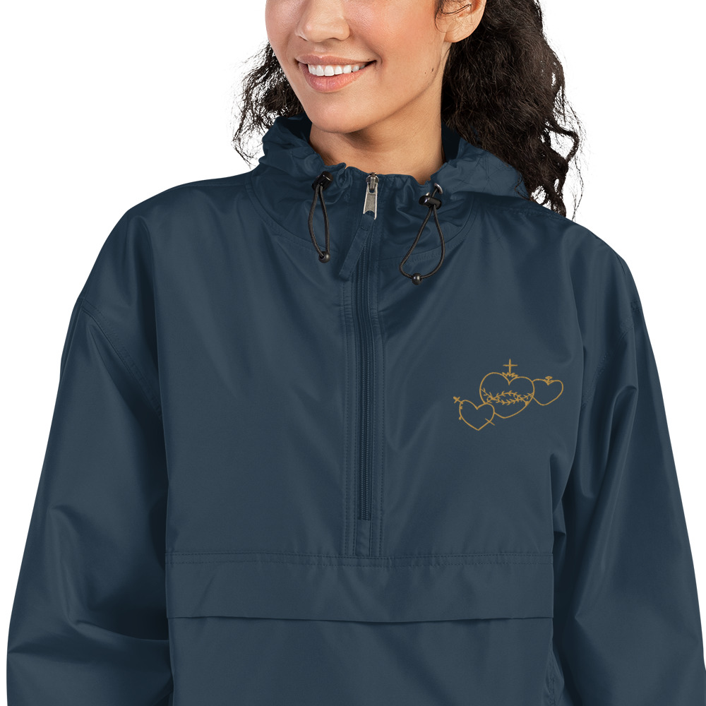Hearts Rosary Embroidered Packable Jacket - Image 6